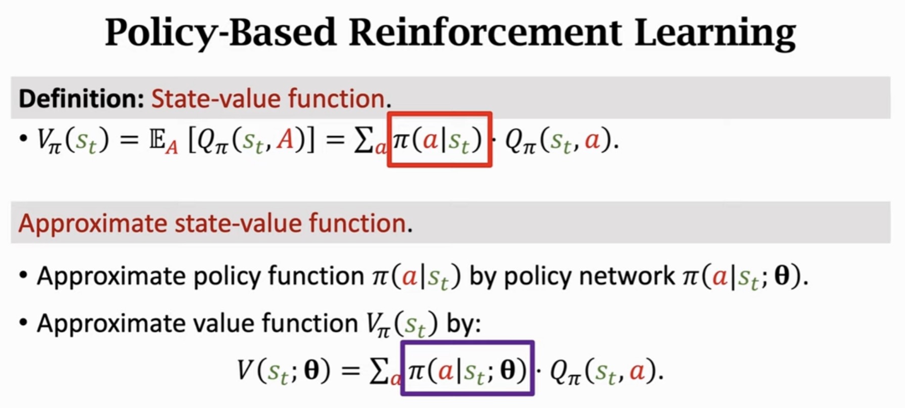 State-value function definition