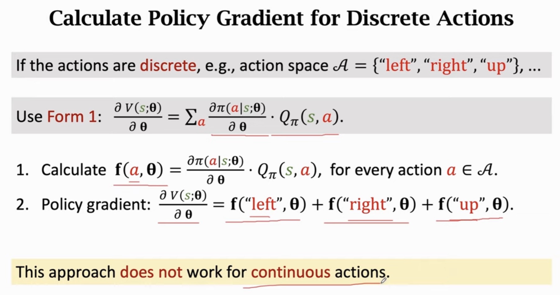 Discrete action policy gradient