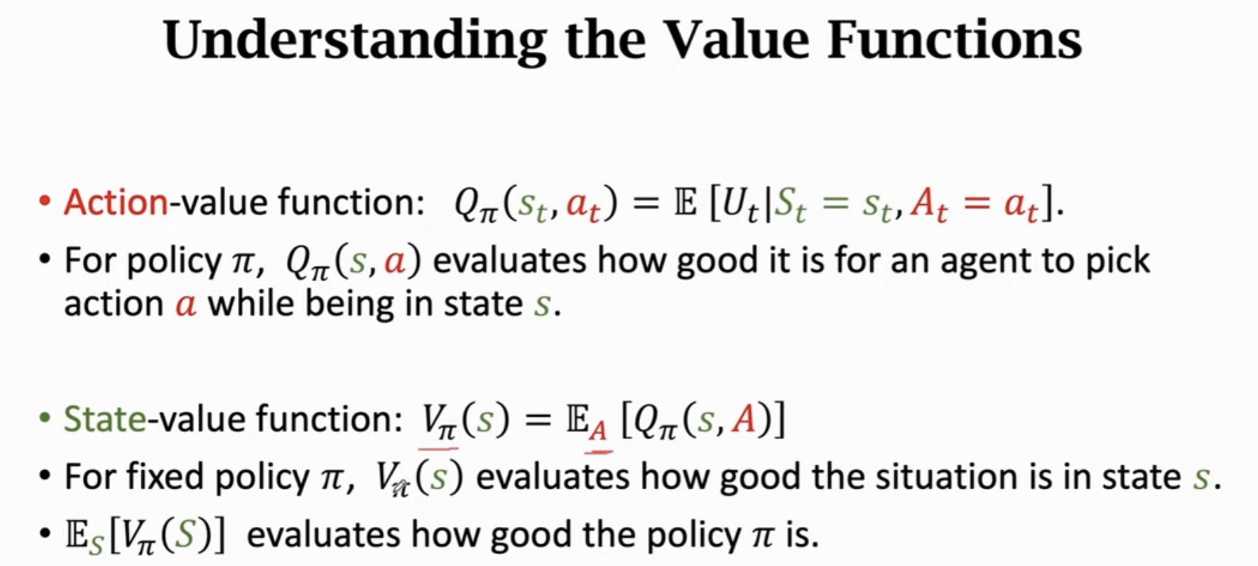 value functions