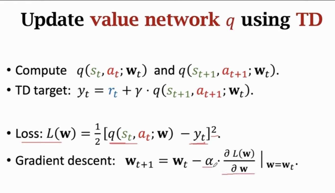 Update value network using TD