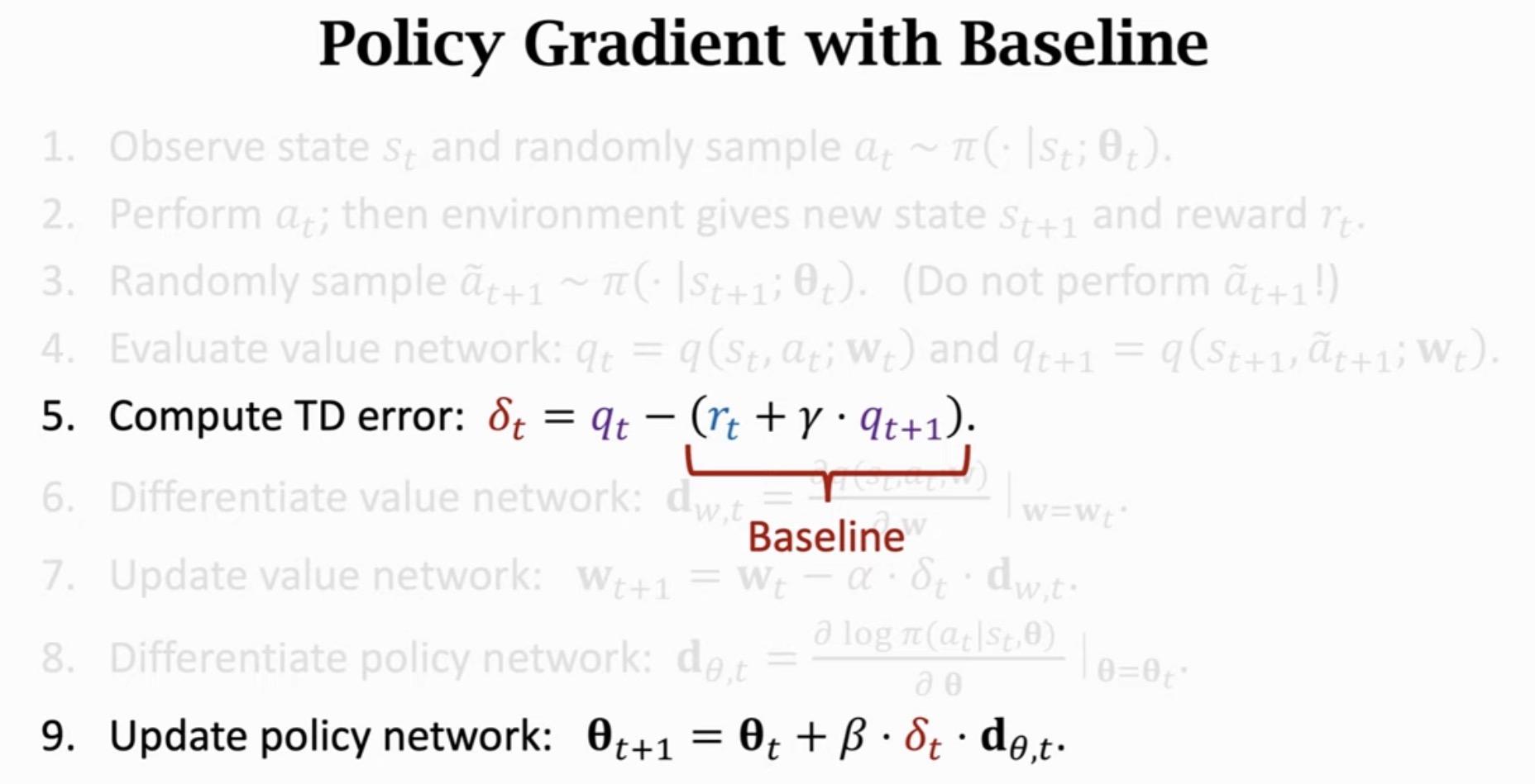 Policy Gradient with Baseline